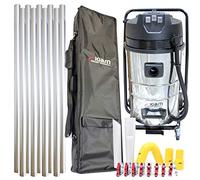Equip2clean KV80-3 Industrial Vacuum Cleaner with 36ft Aluminium Pole Kit & Holdall Carry Bag | 3600W Triple Motor | Side Entry Inlet | Wet and Dry Gutter Cleaning | Professional Corded Vacuum Cleaner