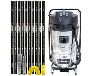 Equip2clean KV80-3 Industrial Vacuum Cleaner with 40ft Carbon Fibre Gutter Pole Kit | 3600W Triple Motor | Side Entry Inlet | For Wet & Dry Gutter Cleaning | Professional Corded Vacuum Cleaner