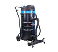 Equip2clean SiteVac KV100-3F Industrial Wet and Dry Vacuum Cleaner with Front-Mounted Squeegee | Triple Motor 3600W System | 100L Metal Drum | Stainless Steel Trolley | Warehouse & Workshop Cleaning