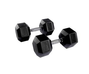 Equipped Gym 22.5kg Hex Dumbbells | Rubber-Coated Weights | Steel Handles