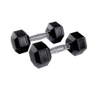 Equipped Gym 7.5kg Hex Dumbbells | Rubber-Coated Weights | Steel Handles
