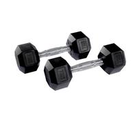 Equipped Gym | Hex Dumbbell Pairs | Rubber-Coated Cast Iron | 1kg - 50kg | Rubber-coated cast iron dumbbell pairs with knurled steel handles and an anti-roll hex shape.
