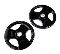 Equipped Gym - Olympic Tri Grip Weight Plate Set 1.25kg - 25kg. 2" Cast Iron And Rubber Coated Weights For Weight Lifting Gym Equipment For Home & Commercial Use For Both Men And Women (2x 25kg)