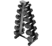 Equipped Gym - Weights Dumbbells Set With A Shaped 6 Tier Rack Stand. 2.5kg-15kg Pairs Cast Iron Gym Weights. Gym Equipment For Home And Commercial Use For Both Men And Women
