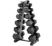 Equipped Gym - Weights Dumbbells Set With A Shaped 6 Tier Rack Stand. 5kg-25kg Pairs Cast Iron Gym Weights. Gym Equipment For Home And Commercial Use For Both Men And Women