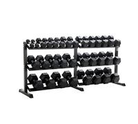 Equipped Gym - Weights Dumbbells Set With Horizontal 3 Tier Rack Stand. 2.5-40kg Pairs Cast Iron Gym Weights. Gym Equipment For Home And Commercial Use For Both Men And Women