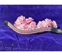 Equipride 5 Row Bling Curve Shape Crystal Browband Pink (Full, Brown Leather)