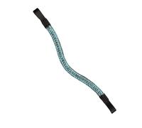 Equipride Beautilful Curve Shape Bling Crystal Browband Sparkly Turquoise (Brown Leather, Full 16")