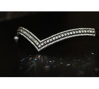 Equipride Beautilful V Shape Bling Crystal Browband Sparkly for Dressage Bridles (Brown Leather, Full (16"))
