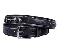 Equipride QHP Leather Belt RICKI for Competition with Horse Bit Black & Brown 65 to 95 cm (Black, 75 cm)