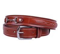 Equipride QHP Leather Belt RICKI for Competition with Horse Bit Black & Brown 65 to 95 cm (Brown, 95 cm)