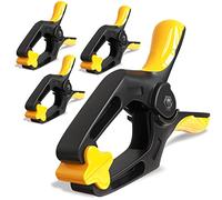 EQUIPTZ 6 inch Spring Clamps Heavy Duty - 4 Pack Large Plastic Clamps for Woodworking, Crafts, Backdrop and Pool Cover with 3 inch Mouth Opening - Rust Free Spring Clips with Non-Detachable Jaw Pads