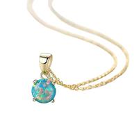 Equirider Pure Sterling Silver 925 Necklaces for Women Colorful Round Opal Pendant Necklace Jewellery