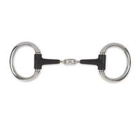 Equirubber Equikind+ Peanut Link Horse Eggbutt Snaffle Bit Silver/black (5.5In)