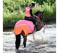 Equisafety Reflective Summer Hi-Viz Exercise Sheet - Cob (normal rug size 6'3 - 6'6) · Pink and Orange