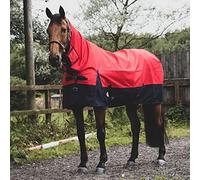 Equitack 1200D Turnout Horse Rug with Combo Neck | 50gsm Mediumweight, Waterproof Horse Sheet | Washable Rain Sheet with Nylon Lining, Adjustable Leg Straps | Rugs for Horse (Red/Navy 6'0")