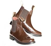 Equitack Adults Childs Horse Riding Boots - Soft Leather Jodhpur Boots| Anti-Slip, Rubber Outsole Designed for Men & Women | Elasticated Jodhpur Boots | Brown (Child 13)