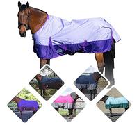 Equitack Turnout Rug with Regular Neck | 600D Lightweight Horse Rugs and 0gsm No Filling | Nylon Lining Adjustable Leg Straps Cross Over Surcingles Rugs for Horse (Lavender/Purple 6'9")
