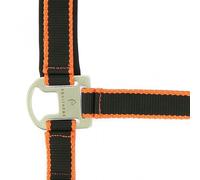 EQUITHÈME Satin halter and lead rope black-orange full horse