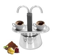 equlup 100ml Moka Pot, Dual Pipe Stovetop Espresso Maker with with Thickened Strainer Anti Scald Non Slip Cafeteras Italian Percolator for Home Outdoor Camping