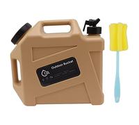equlup 12L Water Container, Large Capacity No Leakage Camping Bucket with Spigot and Cleaning Brush Water Storage Tank for RV, Car, Outdoor Hiking (Khaki)