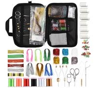 equlup 150Pcs Fly Tying Tool Kit, Fly Tying Material Tools Kit Well Organized Fishing Lure Building Jig Making Set for Starter Fishing Lure Making
