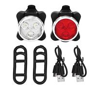 equlup 650mA USB Rechargeable LEDBicycle Bike Front Tail Safety Warning Light Bike Lights Night Riding Fast Charging (Red+White Set)