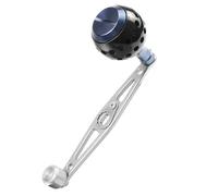 equlup Baitcasting Power Handle, Bait Caster Round Fishing Reel Handle Knob Aluminum Alloy Baitcasting Drum Raft Reel Repair Parts for Fishing (Silver Black)