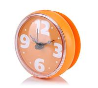 equlup Bathroom Clock, Water Proof Suction Cup Wall Pointer Clock 7x4cm/2.8x1.6in ABS Punch Free Mini Decorative Timing Tool for Bathroom, Kitchen, Toilet (Orange)