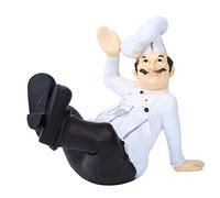 equlup Chef Figurines, Resin Hand Drawn Italian Chef Statue Cute Kitchen Craft Decor with Smooth Lines for Home Kitchen Restaurant Cafe (7124U-05-Chef on the palm of your hand)