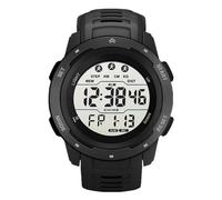 equlup Digital Sports Watch LED Screen Watches WaterproofCasual Stopwatch Alarm Mens Women Digital Sports Watch (Black)