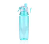 equlup Dual Outlets Water Bottle, 600ml Mister Spray Head Anti Leak Drink Bottle Clear Plastic Portable Squeeze Cup with Scale for Outdoor Cycling Camping Running (Blue)