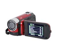 equlup Full HD 1080P 4K 48MP Video Camera Camcorder 2.7in TFT Rotatable Screen 16x Digital Zoom Video Camera with USB Cable (Red)