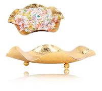 equlup Gold Fruit Bowl, Hand Electroplating Process Beautiful Pattern Smoother Surfaces Snack Tray Tabletop Party Gathering for Fruits Candies Desserts, Home Table Decor