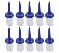 equlup Golf Tees Brush Type, 10Pcs Brush Golf Tees Plastic Brush Unbreakable Tee More Distance Consistent Height Brush Tees for Golf Driver Training (Blue and white hair)