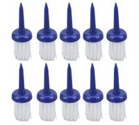 equlup Golf Tees Brush Type, 10Pcs Plastic Unbreakable Low Friction Resistance More Distance Consistent Height Brush Tees for Golf Driver Training (Blue and White Hair)