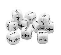 equlup Math Dice, 20 PCS 16mm Educational Fraction Dice Fraction Symbols Dices Mathematical Arithmetic Teaching Tool for Math Practice Game, White