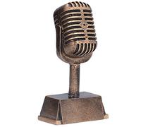 equlup Microphone Trophy, Resin Construction 6.5in Vintage Microphone Trophy Award Karaoke Music Birthday Party Favors & Gifts Funny Awards Decoration
