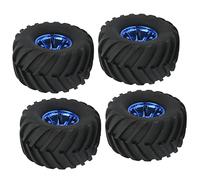 equlup Rubber Tires, 4Pcs 1/10 Scale Monsters Truck Tires RC Car Tire and Wheels Adapter Rubber Cars Replacement Tyres for 1/10 Remote Control Car