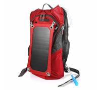 equlup Solar Backpack, Multi Function Backpack with 6.5W Solar Panel and 2L Water Bag for Outdoor Camping Cycling Hiking Travelling (Red)