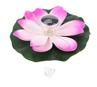 equlup Solar Floating Light, 28cm/11in 7 Color Changing LED Water proof Artificial Floating Flower Lamp for Pond Fountain Garden Pool Aquarium Decor (Pink)