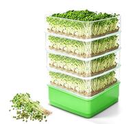 equlup Stackable Sprouter Kit, 4 Tier Space Saving Multipurpose Micro Vegetable Growing Tray for Bean Sprouts Microgreens for Bean Sprouts, Microgreens, Seeds (Without Sunshade)