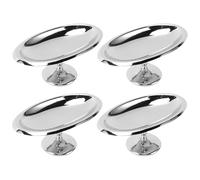 equlup Stainless Steel Dessert Cup, 4PCS Oval Ice Cream Bowl Footed Cup Reusable High Heeled Oval Plate for Ice Cream Fruit Pudding Snack Dessert (A)