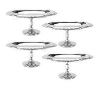 equlup Stainless Steel Dessert Cup, 4PCS Oval Ice Cream Bowl Footed Cup Reusable High Heeled Oval Plate for Ice Cream Fruit Pudding Snack Dessert (B)