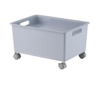 equlup Storage Basket with Rollers, PP Portable Movable Easy Storage Large Capacity Organizer Box Under Desk Moving Cart for Books Clothes Shoes (Gray)