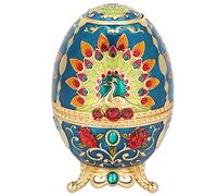 equlup Toothpick Holder, Peacock Pattern Toothpick Box Egg Shape Tooth Picks Container Zinc Alloy Retro Tooth Picks Organizer Bottle Opener with 3D Relief Flower for Home, Kitchen, Hotel