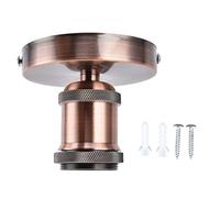 equlup Vintage Lamp Socket, 85x100mm E26 E27 Ceiling Lamp Holder with Accessories Lightweight Screw Head Light Bulb Holder Base for Kitchen Bedroom Living Room (Red Ancient Color)