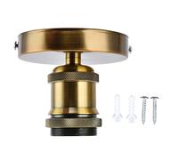 equlup Vintage Lamp Socket, Vintage E26 E27 Industrial Table Lamp Base 85x100mm/3.3x3.9in Ceiling Lamp Holder Stand for Kitchen Bedroom Living Room (Gold Ancient Color)