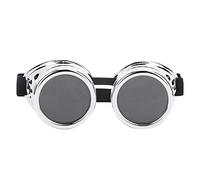 equlup Vintage Steampunk Goggles, ABS 150x60mm/5.9x2.4inch Goggles Double Layer Victorian Motorcycle Sunglasses for Halloween, Cosplay, Party (bright silver)