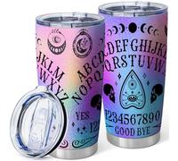 Equoza 20oz Rainbow Spirit Board Tumbler - Insulated Stainless Steel Travel Mug with Lid, Witchy Wicca Goth Moon Design, Halloween Tumbler Gift for Women